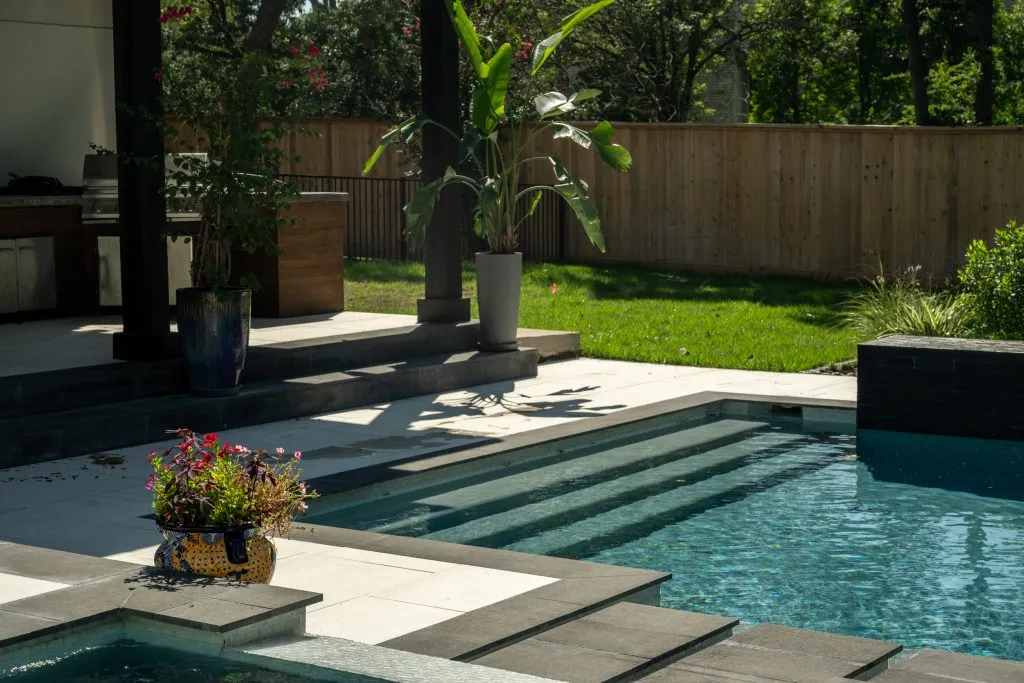 landscape design around pool Houston Fulshear Katy Cypress