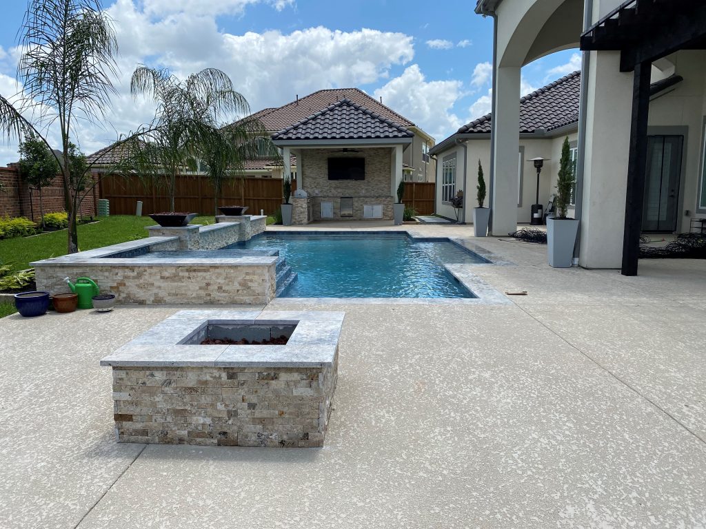 pool decking firepit installation - Sage Pools, Scapes & Design pool decking firepit installation