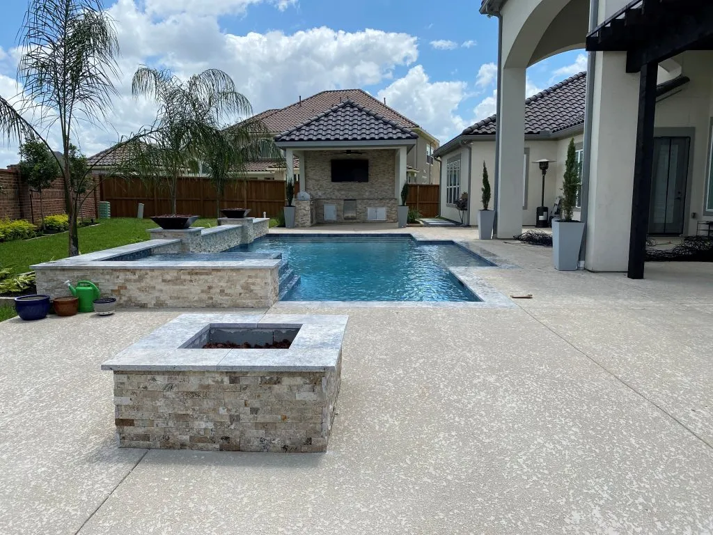 pool decking firepit installation