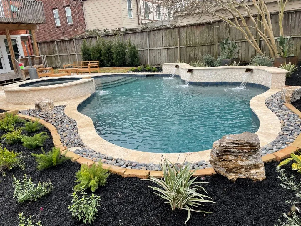 side view of custom pool installation