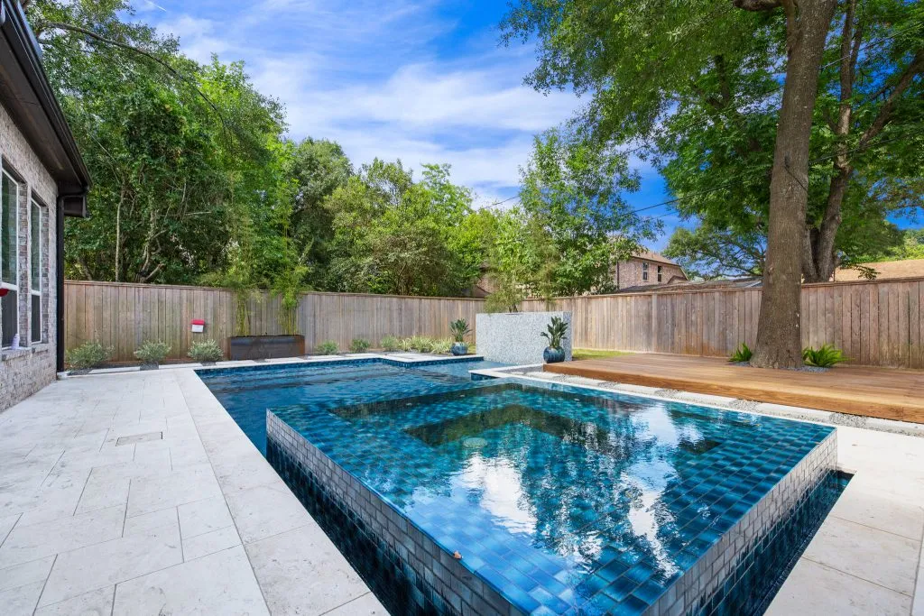 small pool hot tub Thermory oak decking