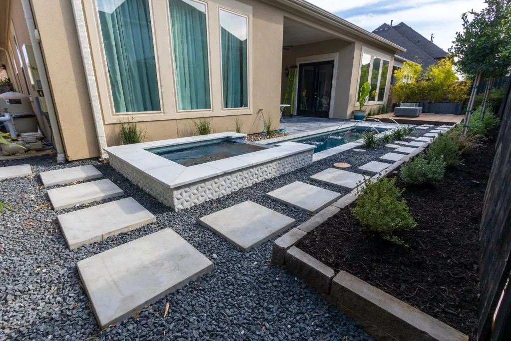 spa patio stone hot tub