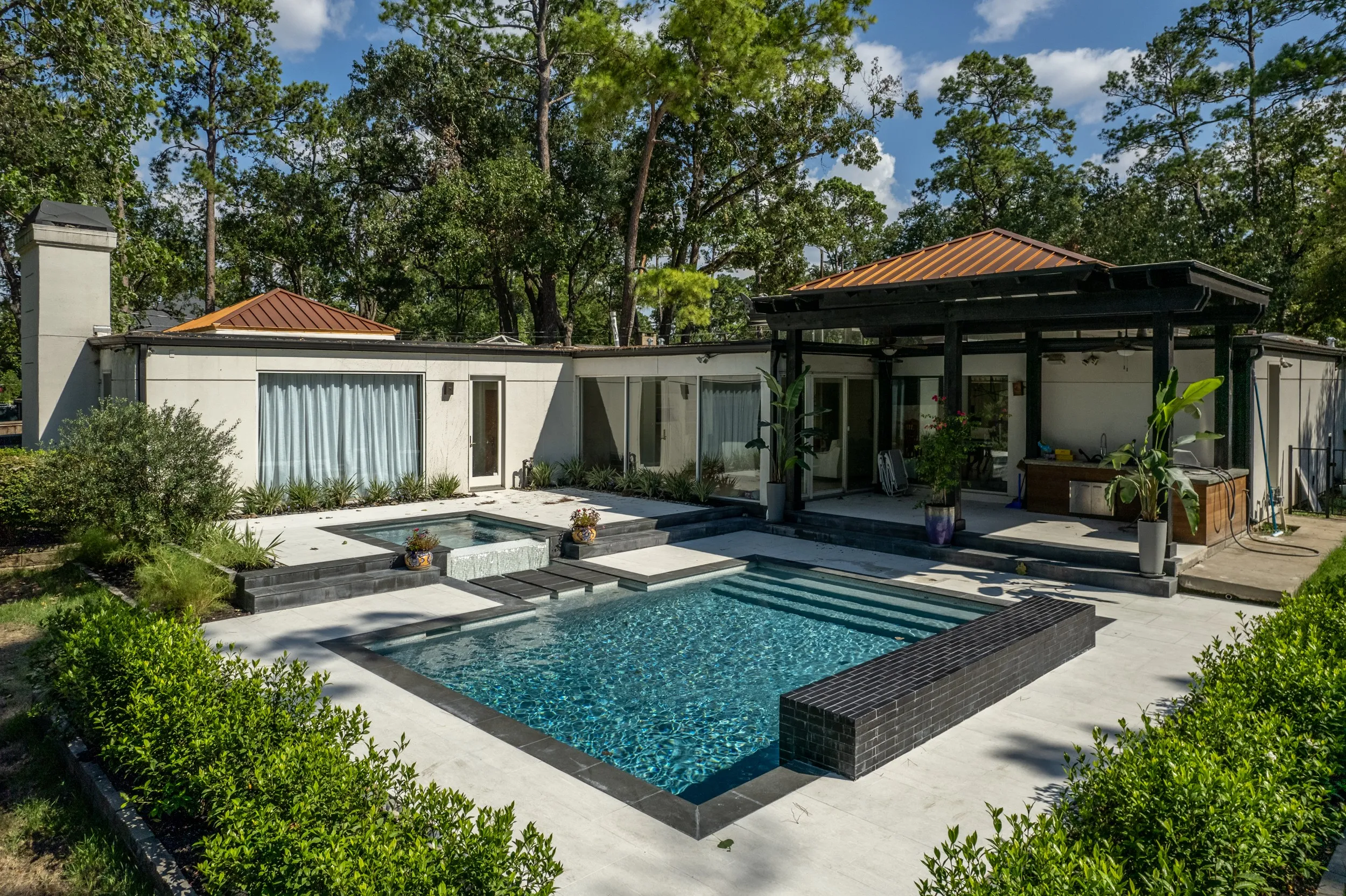 small affordable pool hot tub waterfall Houston Fulshear Katy Cypress TX