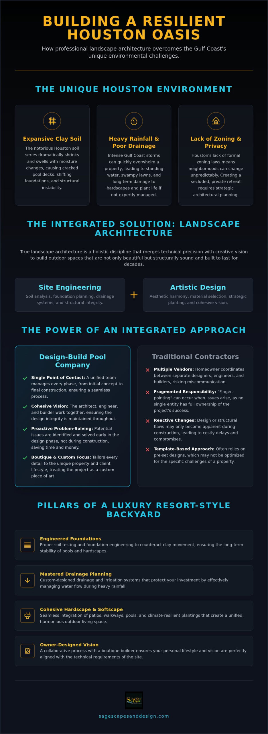 Landscape Architecture Houston TX A Guide to Luxury Design - Infographic - Sage Pools, Scapes & Design Landscape Architecture Houston TX: A Guide to Luxury Design